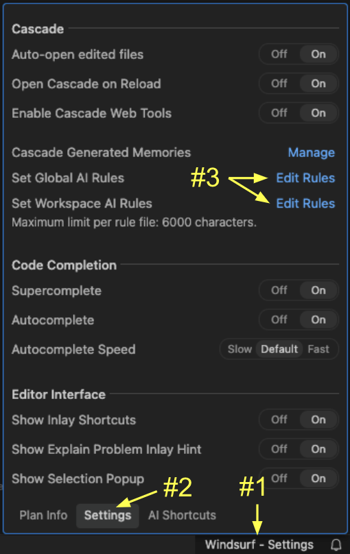 KI - Regeln einstellen / via [codeium.com](https://docs.codeium.com/windsurf/memories)