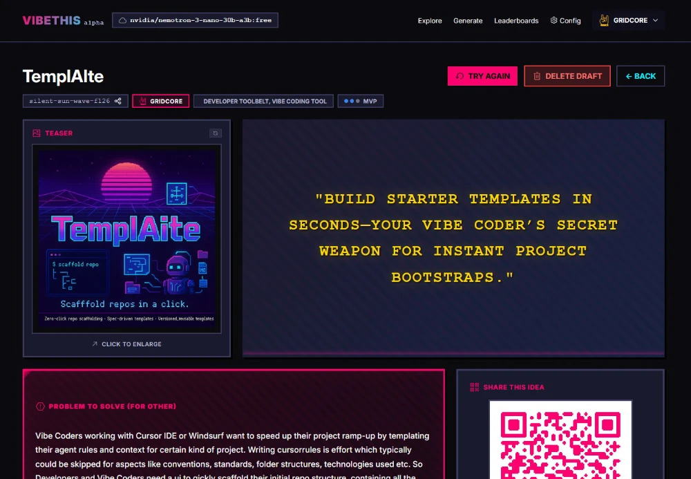 VibeThis im Einsatz: Spezifikation von TemplAIte