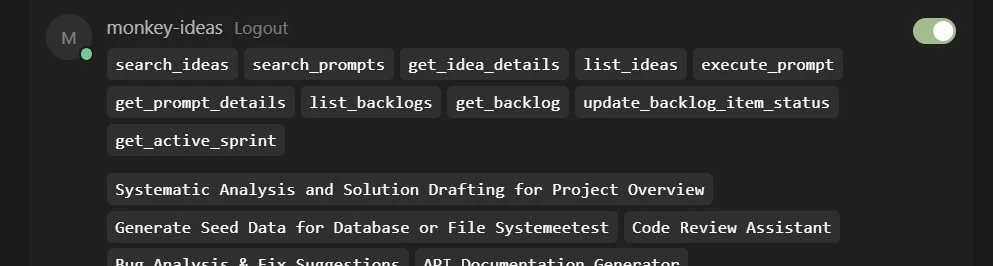 Monkey Ideas MCP in Cursor erkannt