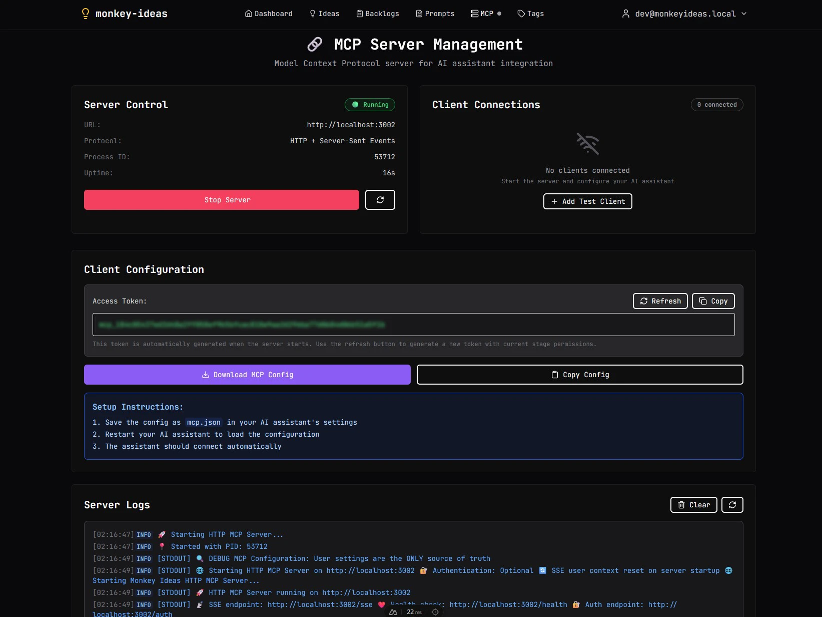 Monkey Ideas (MVP) / MCP Server